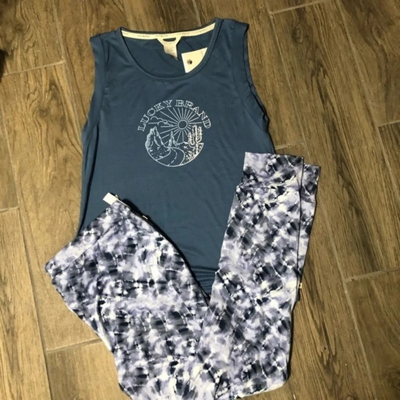 Lucky Brand women’s tie dye blue/grey pajamas - Picture 1 of 4